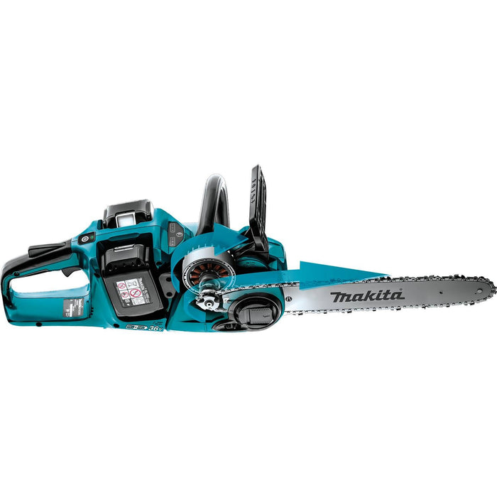 Makita 18V LXT Brushless 16" Chain Saw Kit, dual port charger (5.0Ah)