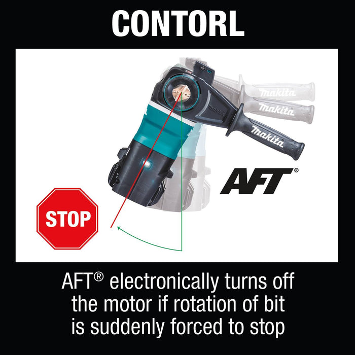 Makita 36V (18V X2) LXT Brushless 1-9/16" Advanced AVT Rotary Hammer Kit, SDS-MAX, 2-mode, var. spd., dual port charger, case, AFT, AWS (5.0Ah)