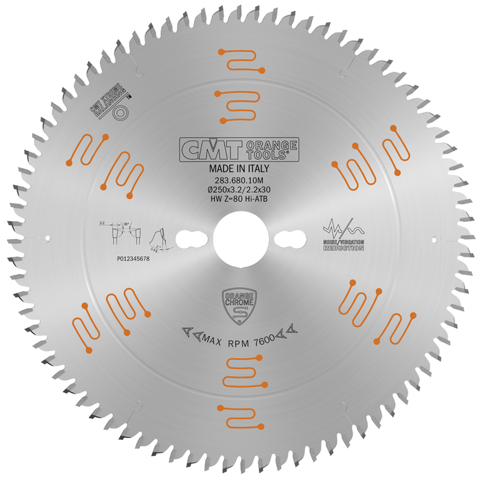 CHROME SAW BLADE HW 10"x0.126"/0.088"x5/8" Z80 38°HiATB