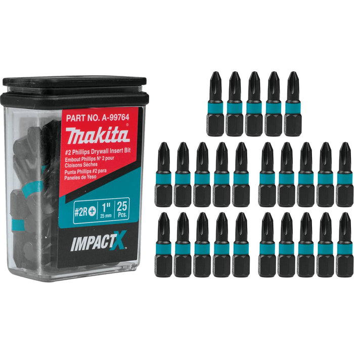 Makita Impact X #2 Phillips Drywall 1″ Insert Bit (25-Pack)