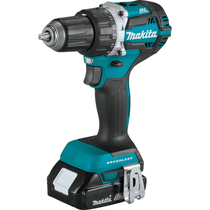 Makita 18V LXT Lithium‑Ion Compact Brushless Cordless 1/2" Driver‑Drill Kit (2.0Ah)