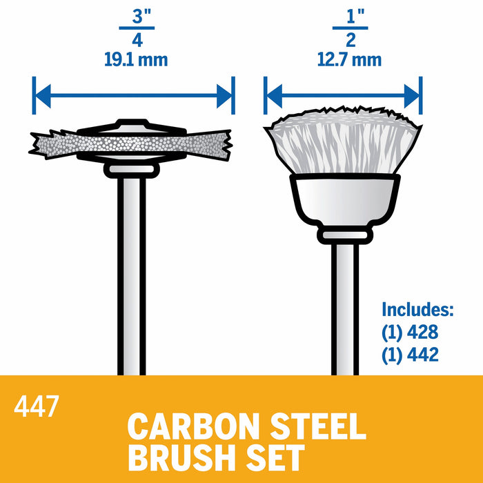 Dremel 447 - Carbon Steel Brush 2-Piece Set