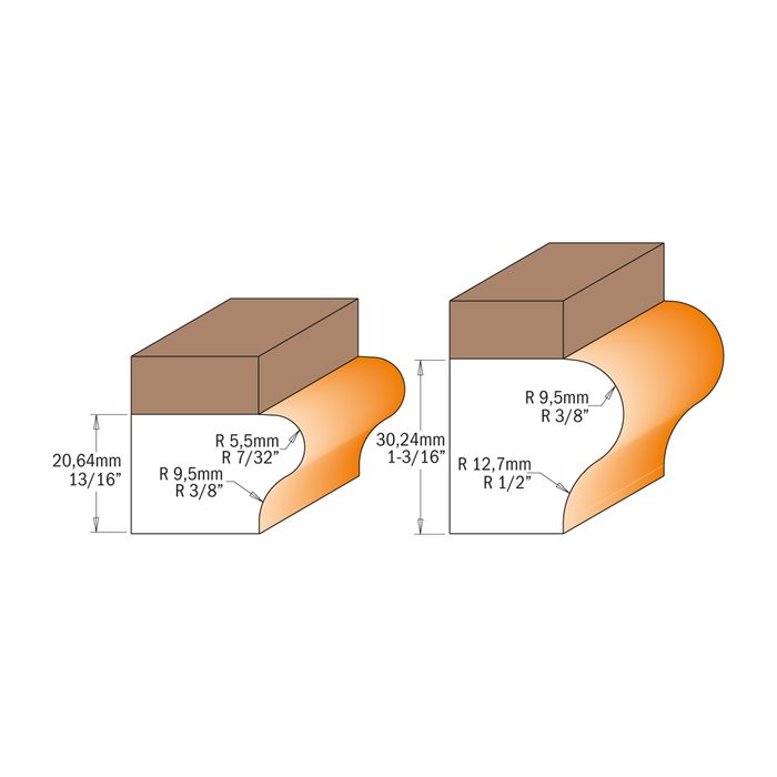 HM WINDOW SILL EDGE BIT S=1/2'' 3/8''x1-1/4''x2-7/8''